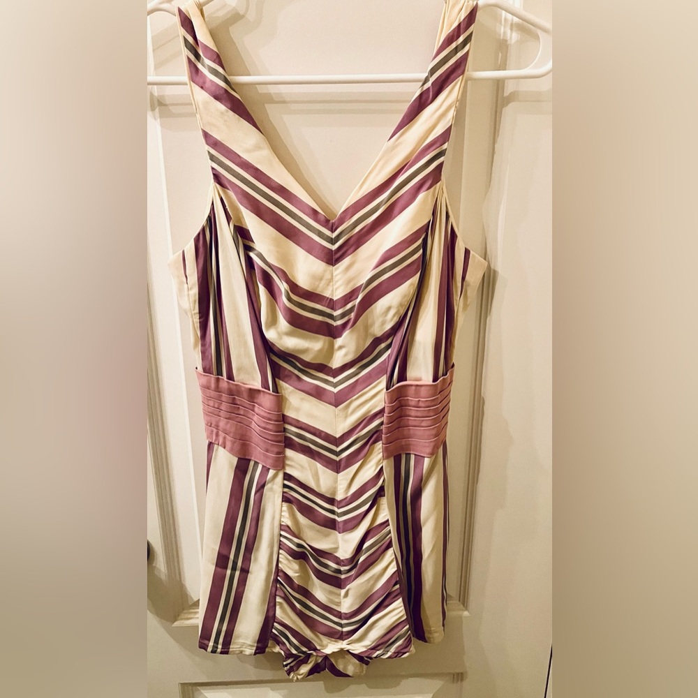 Vintage swimsuit Marina Del Mar lavender and cream chevron good